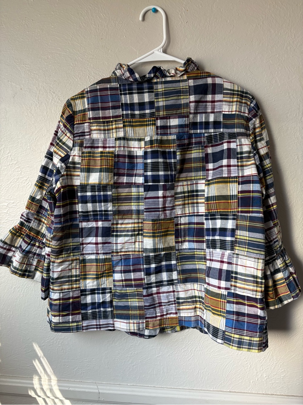 J. Crew Multicolor Plaid Ruffle-Trim Blazer - Picture 3 of 4